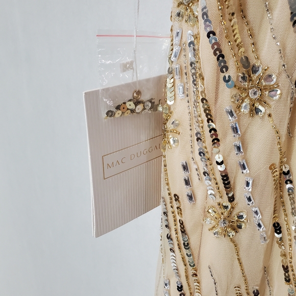 MAC DUGGAL Nude Embellished Floral Detail One Shoulder Gown Size 12 NWT - Picture 14 of 15